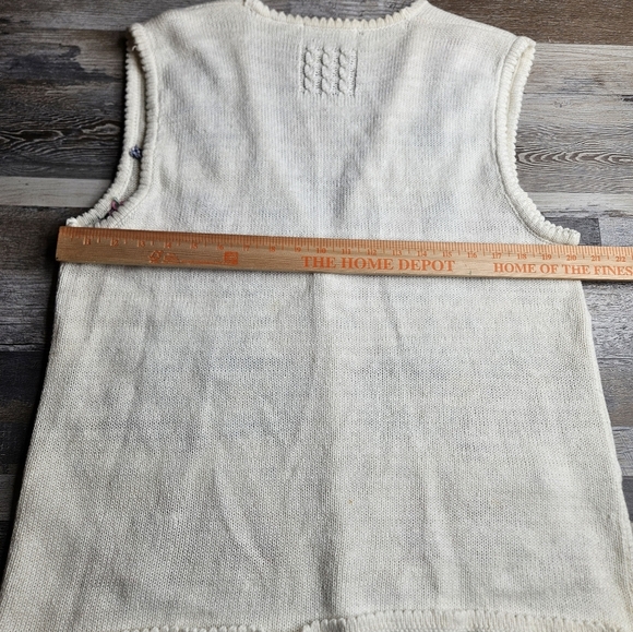 Jantzen Classics Handknit Vintage Sweater Vest Cream With Florals Size XL - Picture 13 of 14